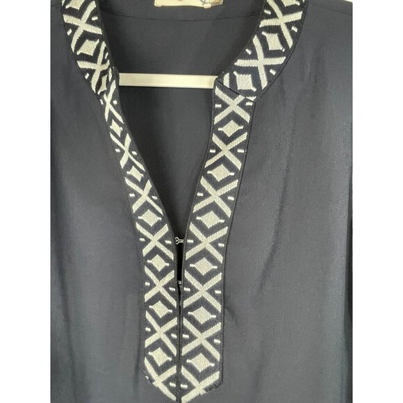 Tory Burch Ariana Tunic V Neck Long Sleeve Blue 2 - Picture 5 of 9